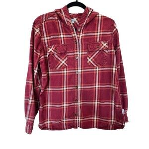 Carhartt Shirt Womens Med 8-10 Port Plaid Flannel Belton Hooded Outdoor Casual